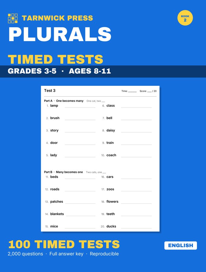 Cover of Tarnwick Plurals Timed Tests, Grades 3-5